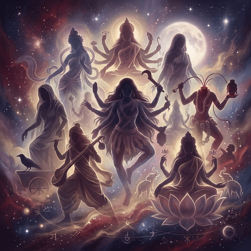 Add two more faint Mahavidya silhouettes