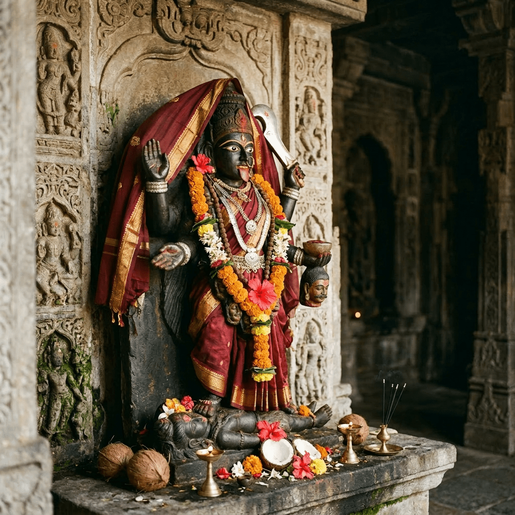 Remove trishul from statue